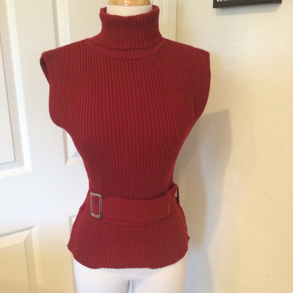 Red Stretch Turtleneck Sweater